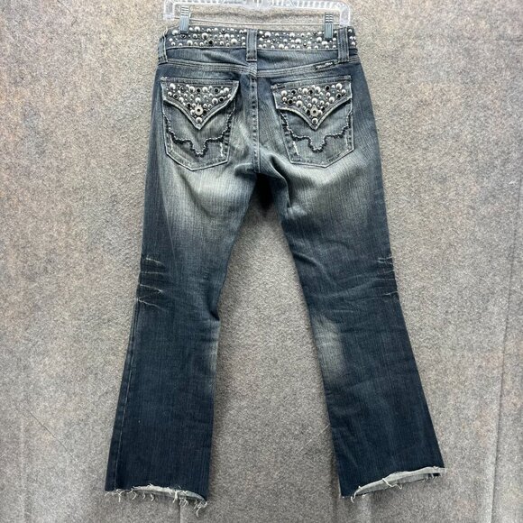 Miss Me Jeans Womens 26 Anchorage Studded Flare Distressed Denim Blue Bootcut - Picture 2 of 12